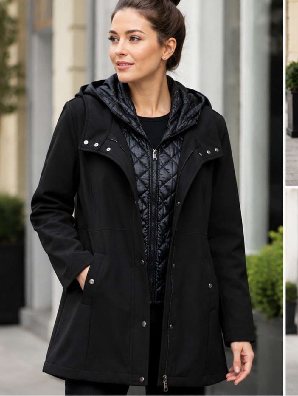 Lauren Ralph Lauren XL Black Softshell Quilted Hooded Jacket Coat Women's XL